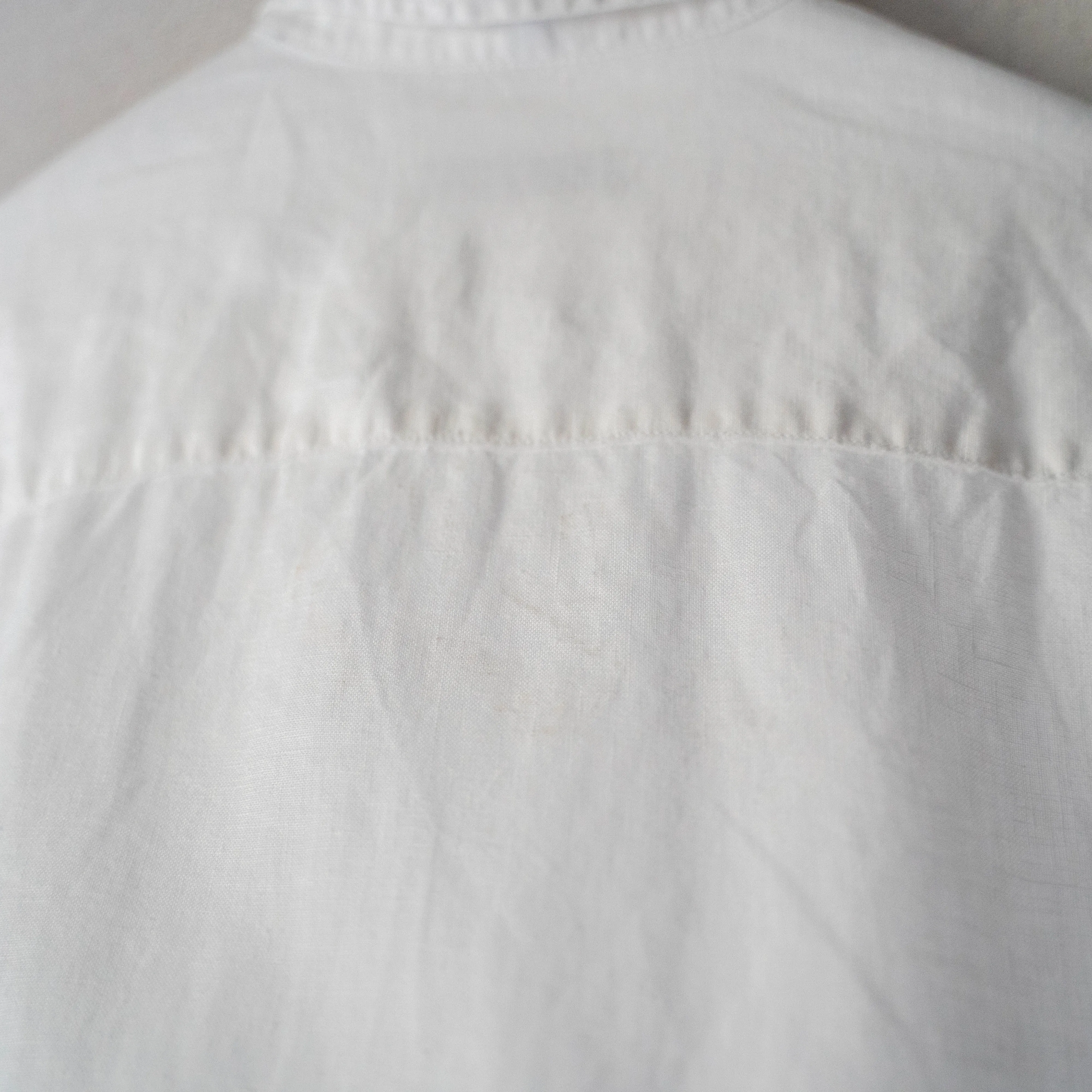 1990s white color all linen switching shirt