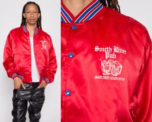 80s South River Pub Red Satin Bomber Jacket - Men's XL