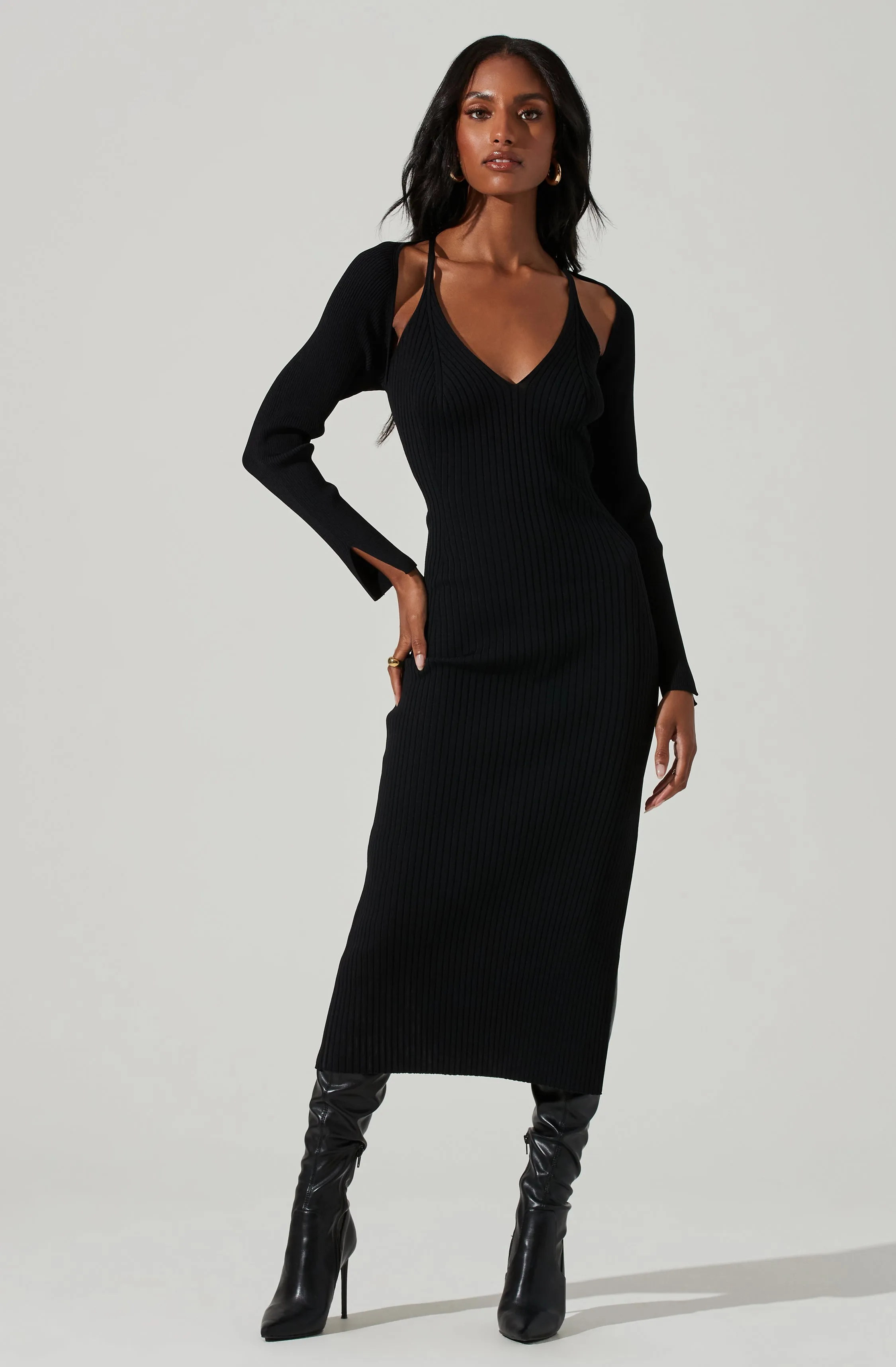 Abella Cutout Long Sleeve Midi Dress