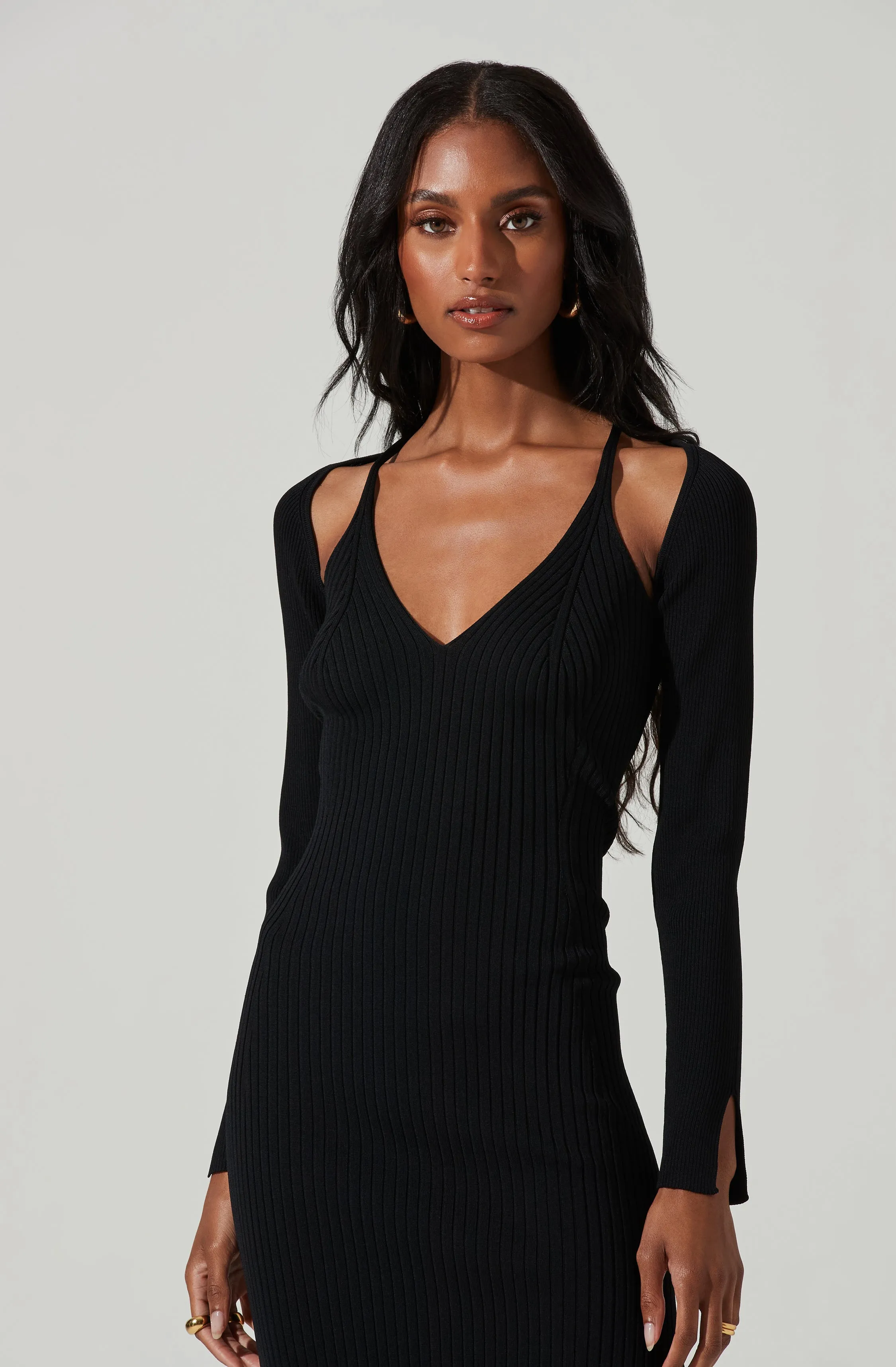 Abella Cutout Long Sleeve Midi Dress