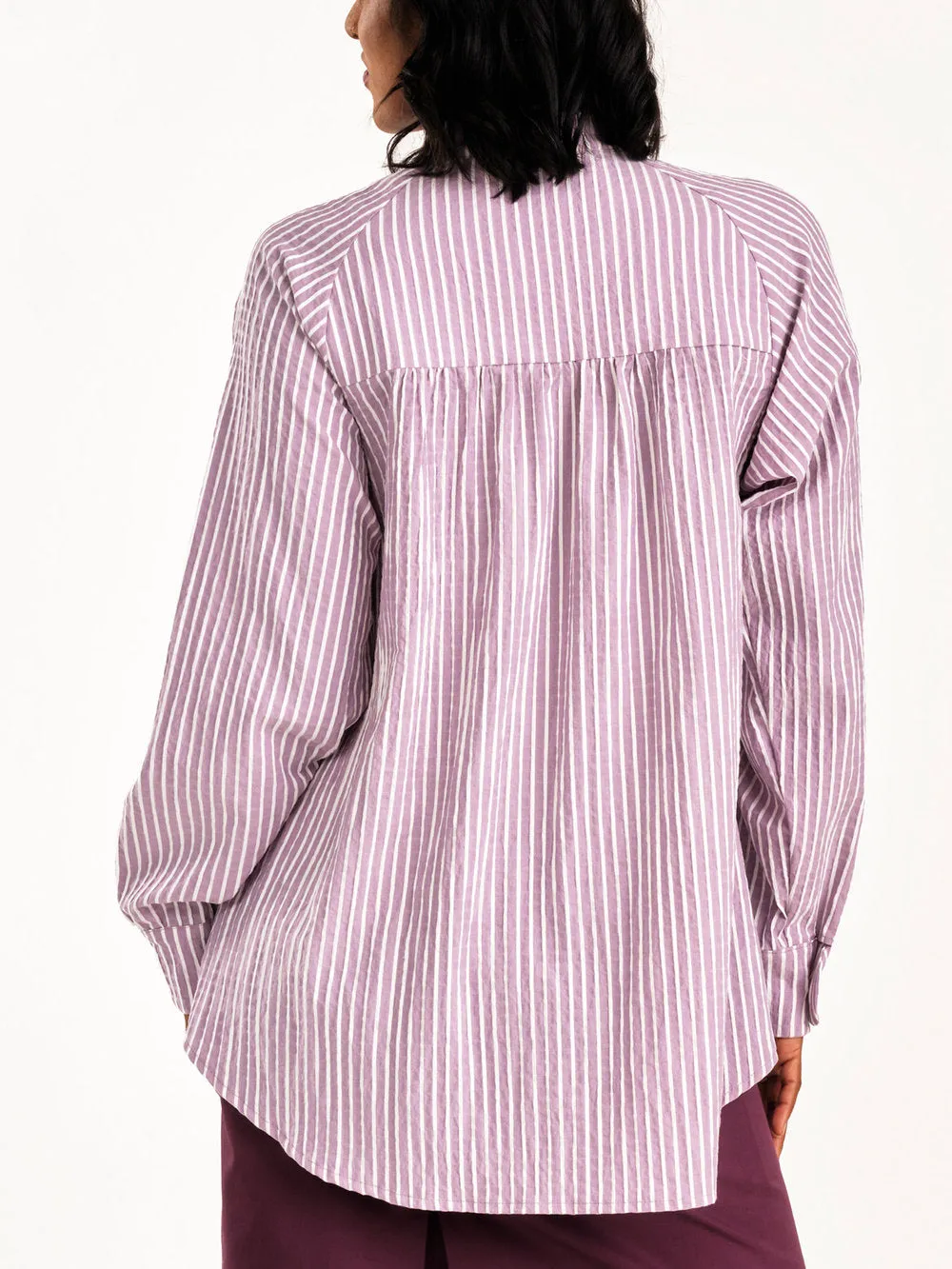 Adore Button-Up Shirt in Lavender Stripe