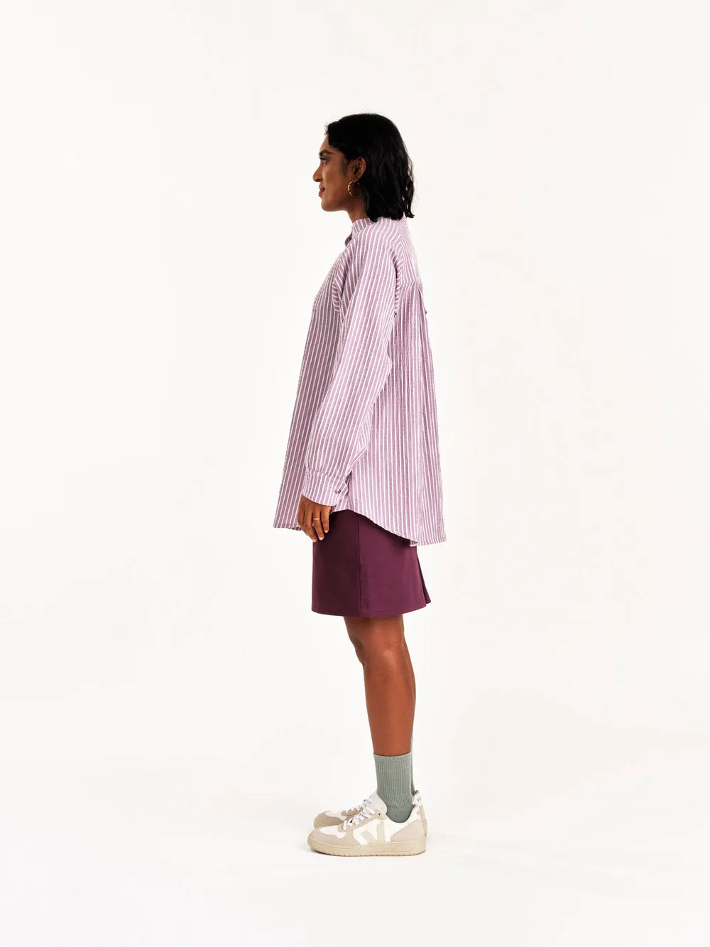 Adore Button-Up Shirt in Lavender Stripe