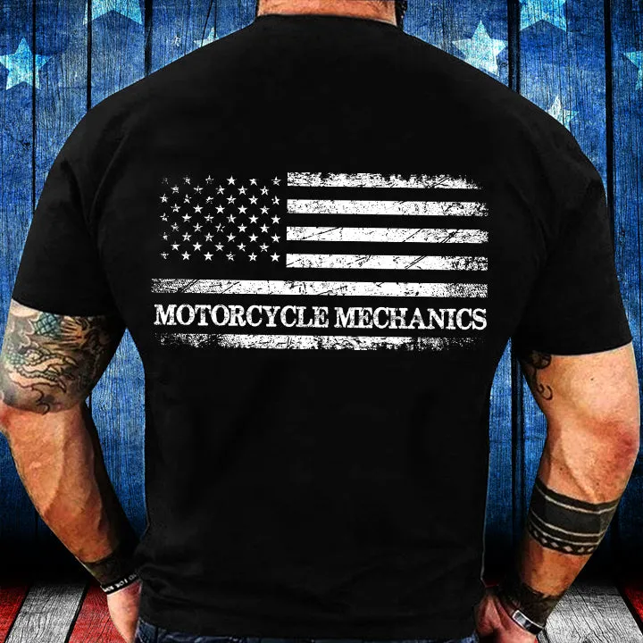 American Flag Motorcycle Mechanics T-Shirt