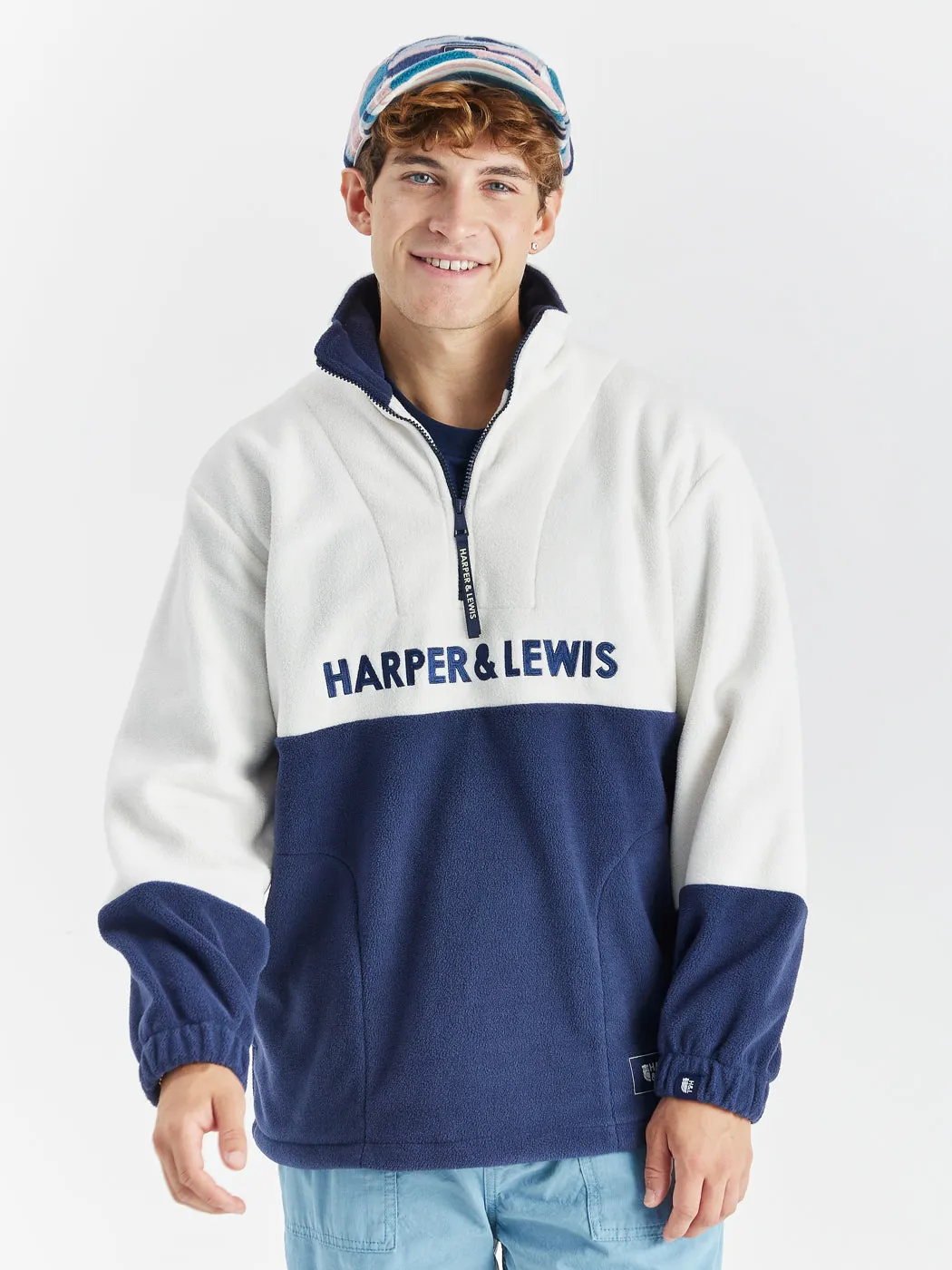 Berkley 1/4 Zip Fleece Cream & Navy