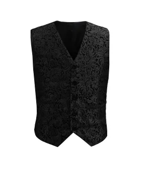 Black Brocade Men's Waist Coat