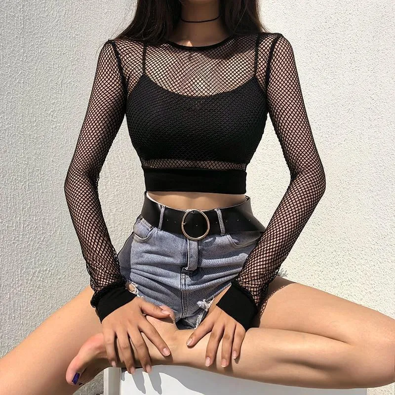 Black Fishnet Crop Top