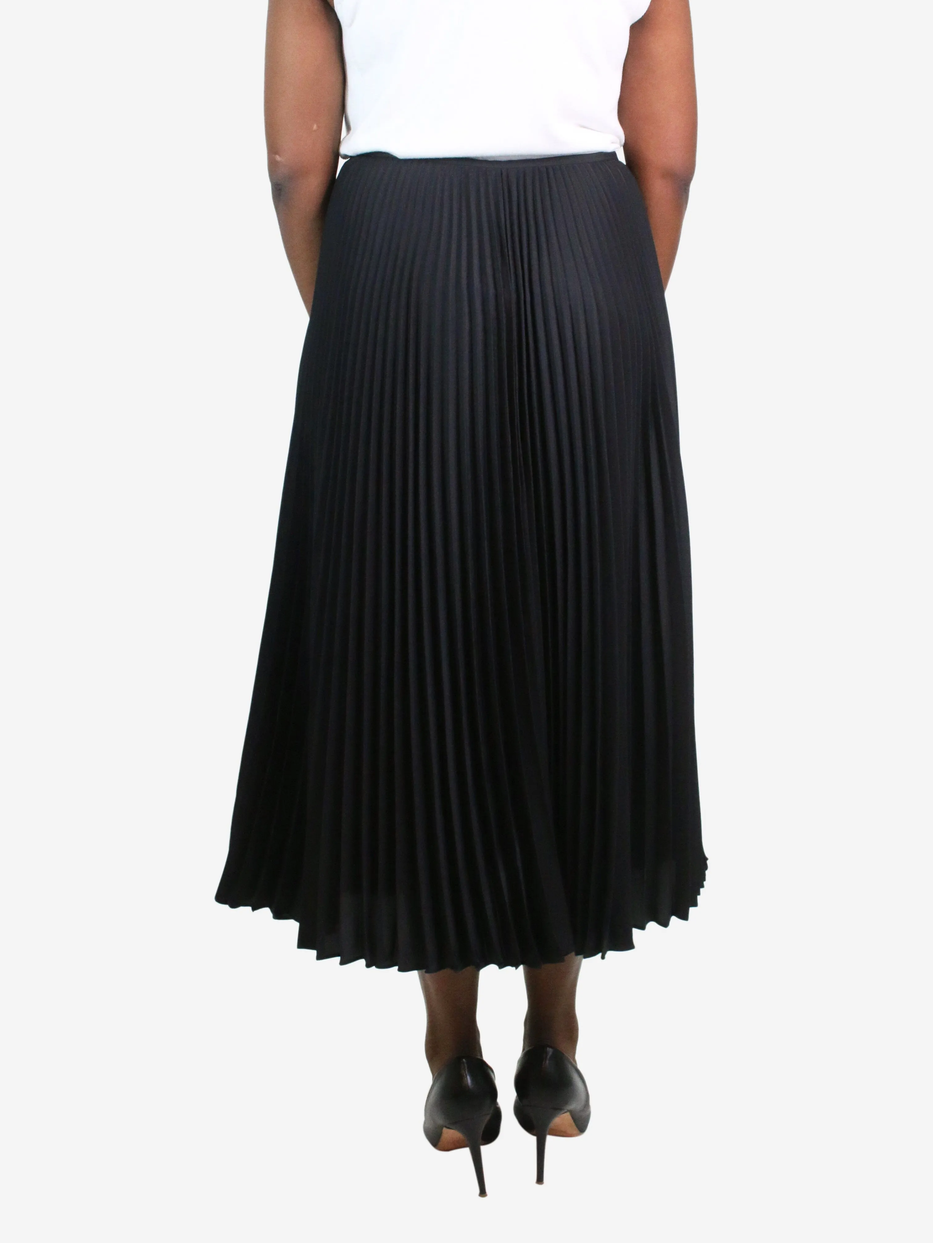 Black pleated midi skirt - size UK 14