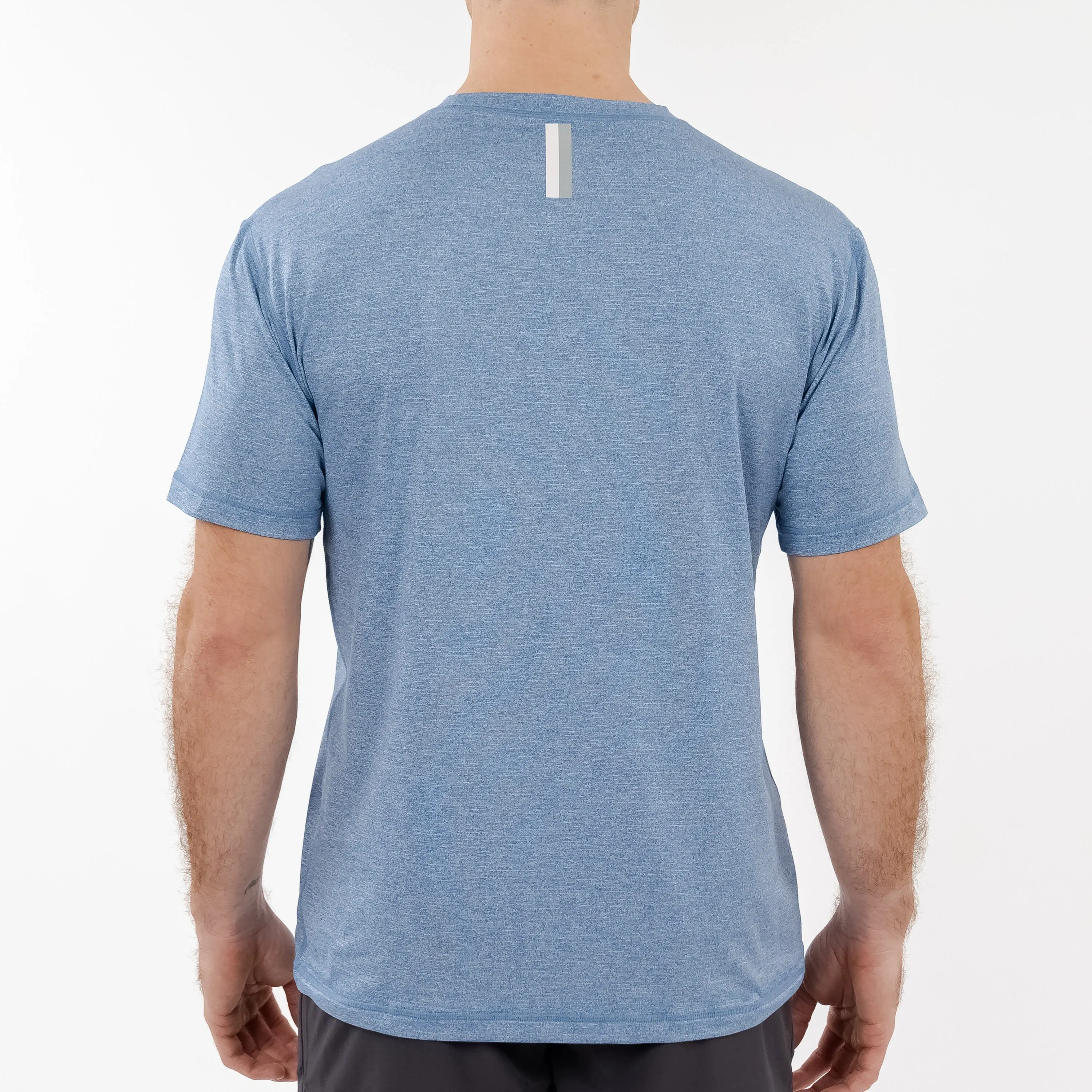 Blitz Tech Tee | Heather - Vintage Blue/White