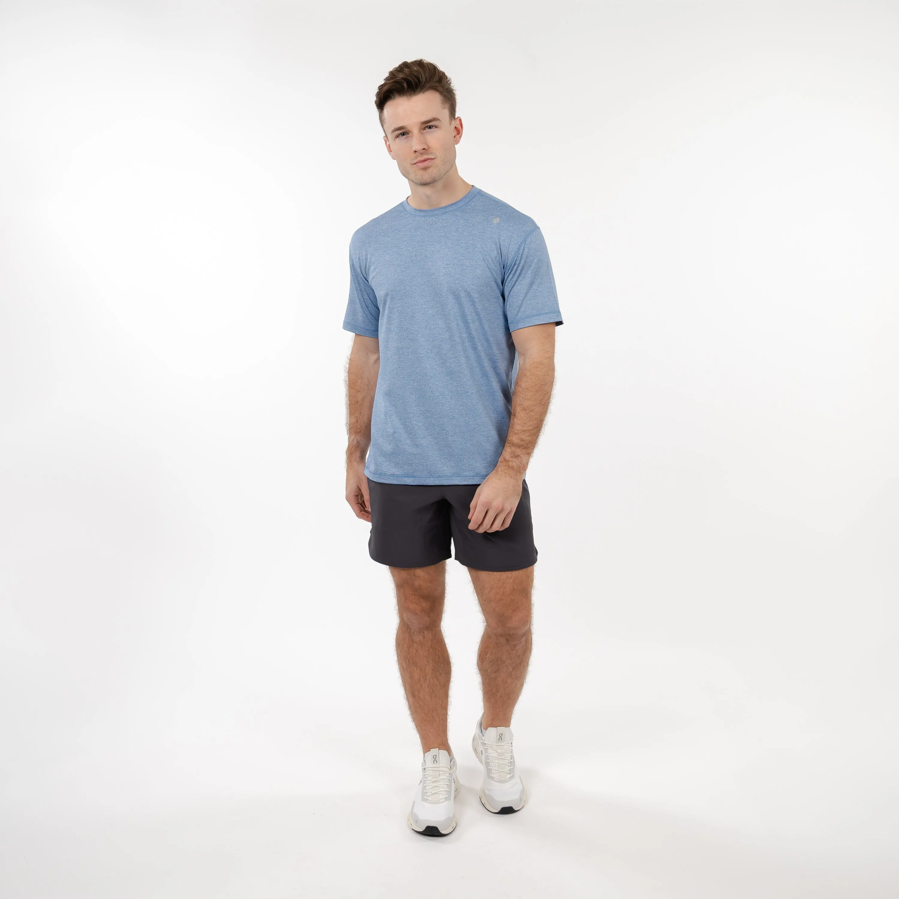 Blitz Tech Tee | Heather - Vintage Blue/White