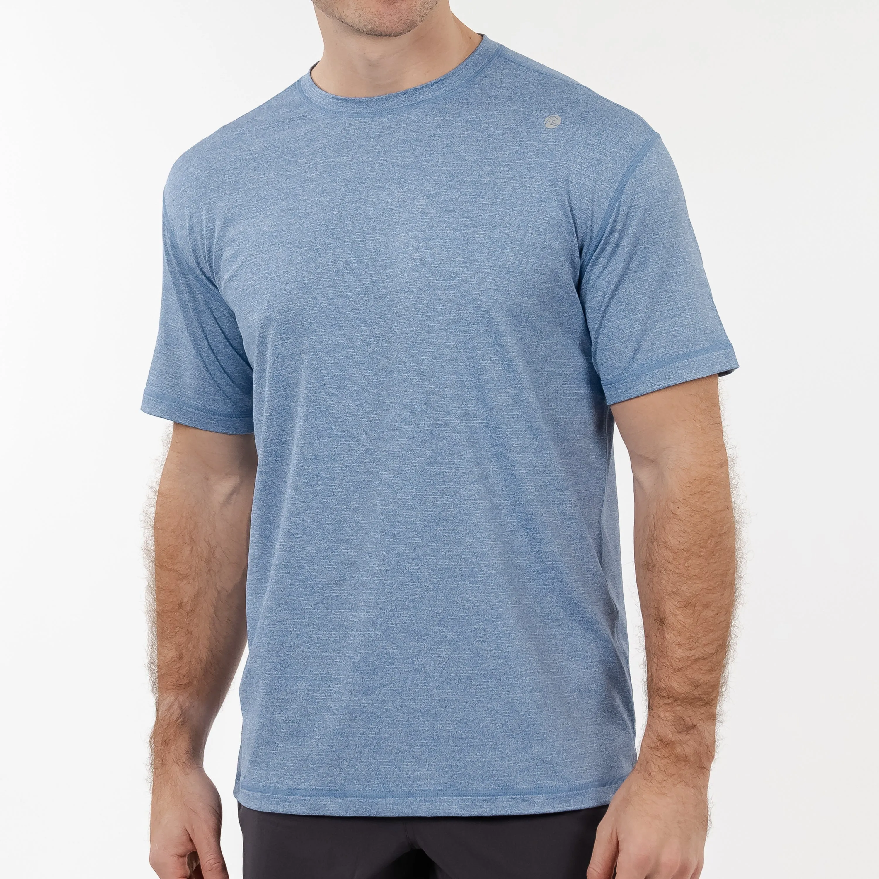 Blitz Tech Tee | Heather - Vintage Blue/White