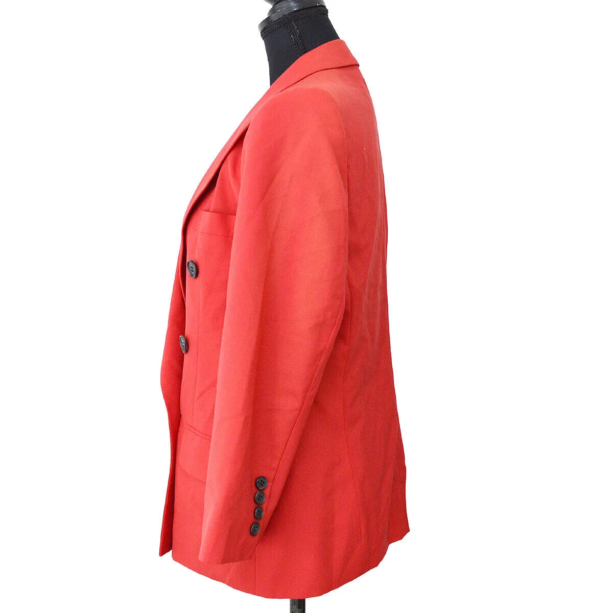 BURBERRY Vintage Logos Long Sleeve Coat Jacket Red Black Wool A30433