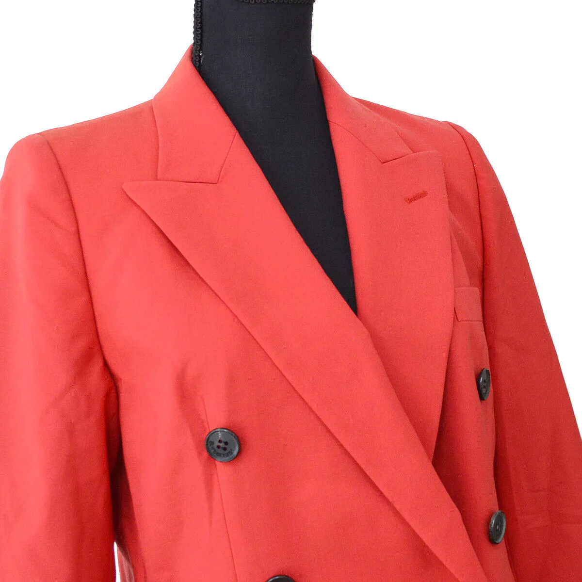 BURBERRY Vintage Logos Long Sleeve Coat Jacket Red Black Wool A30433