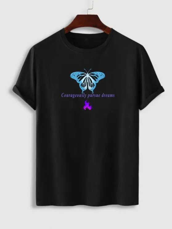 Butterfly Graphic T Shirt And Drawstring Shorts Set