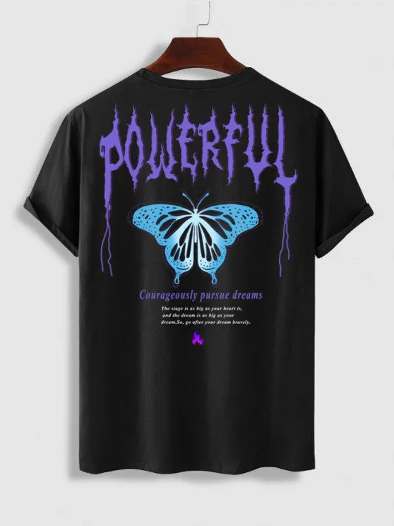 Butterfly Graphic T Shirt And Drawstring Shorts Set