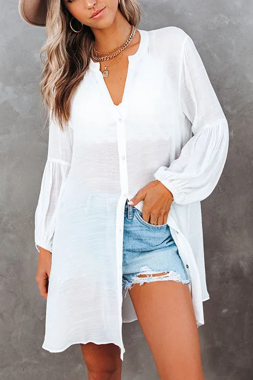 Button Down Cover Up Shirt Dress