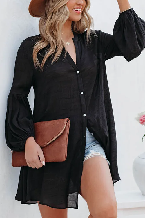 Button Down Cover Up Shirt Dress