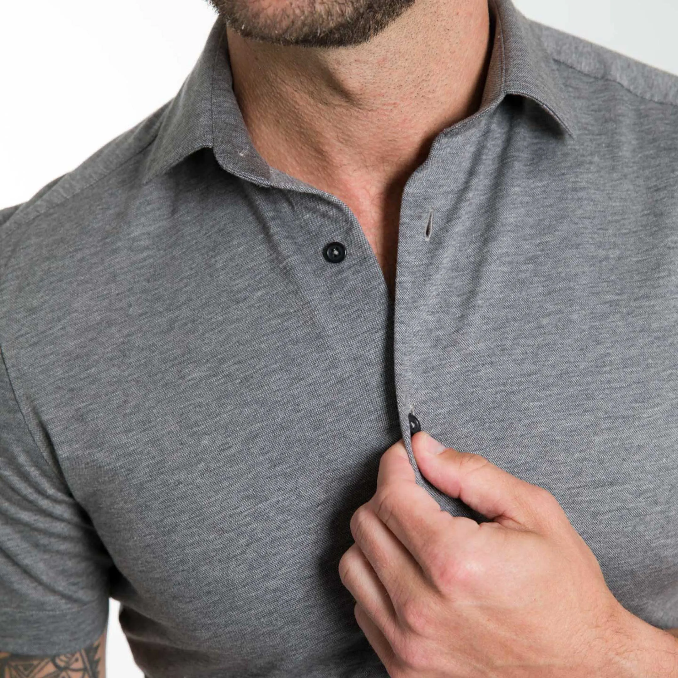 Charcoal Mélange Short Sleeve Performance Stretch Shirt