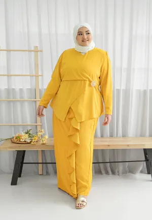 Dafiya Raya Dual Colour Kurung Set - Yellow