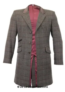 De La Creme MAN Check Design Retro Mod Coat