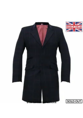 De La Creme MAN Check Design Retro Mod Coat