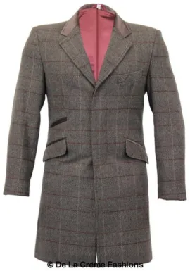 De La Creme MAN Check Design Retro Mod Coat