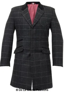 De La Creme MAN Check Design Retro Mod Coat