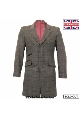 De La Creme MAN Check Design Retro Mod Coat