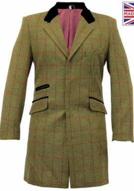 De La Creme MAN Check Design Retro Mod Coat