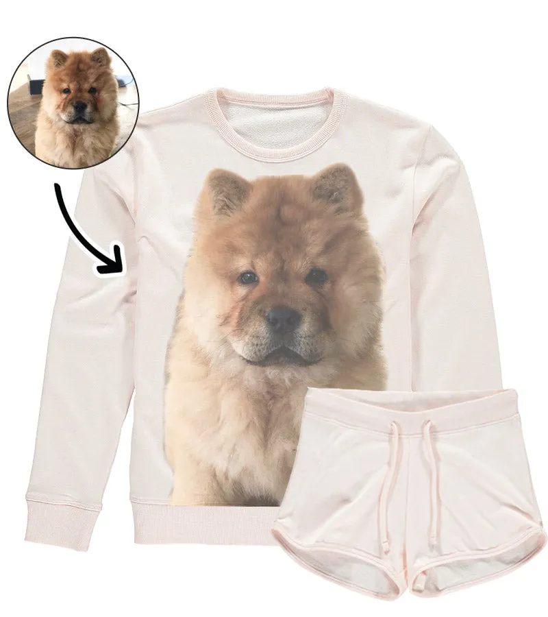 Dog Face Ladies Pink Loungewear Set