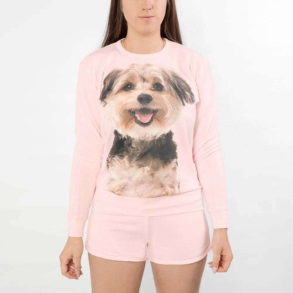 Dog Face Ladies Pink Loungewear Set