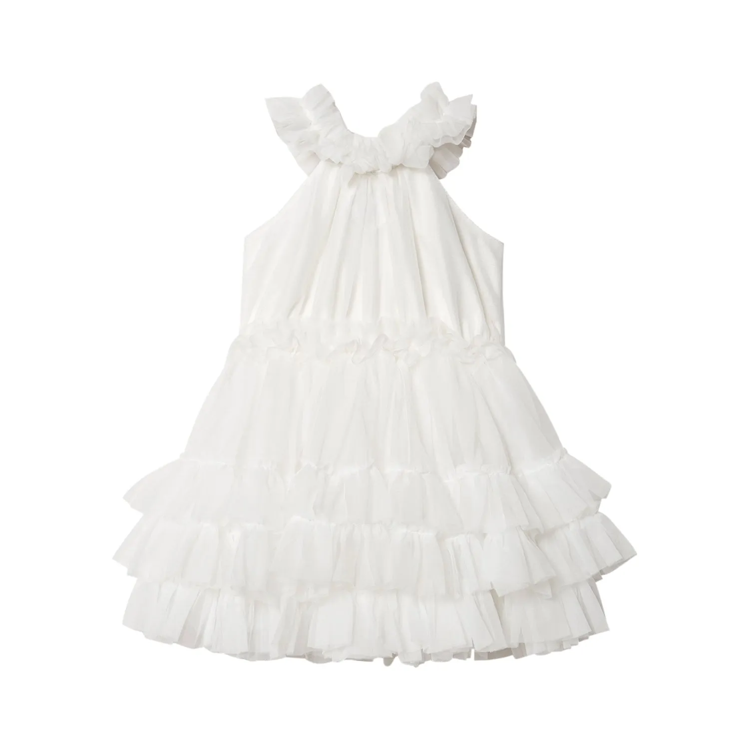 DOLLY by Le Petit Tom RUFFLED CHIFFON DANCE DRESS off-white