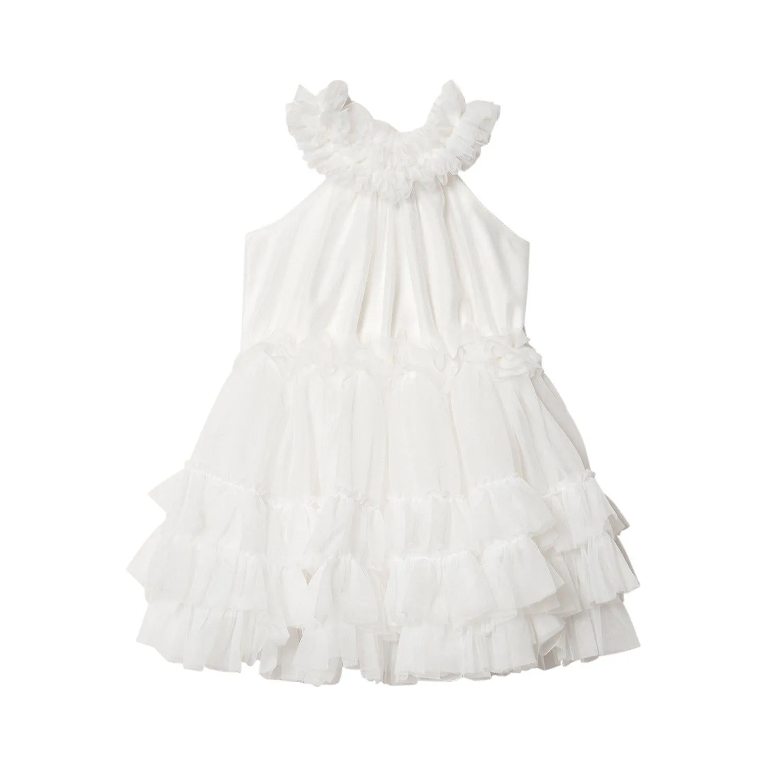 DOLLY by Le Petit Tom RUFFLED CHIFFON DANCE DRESS off-white