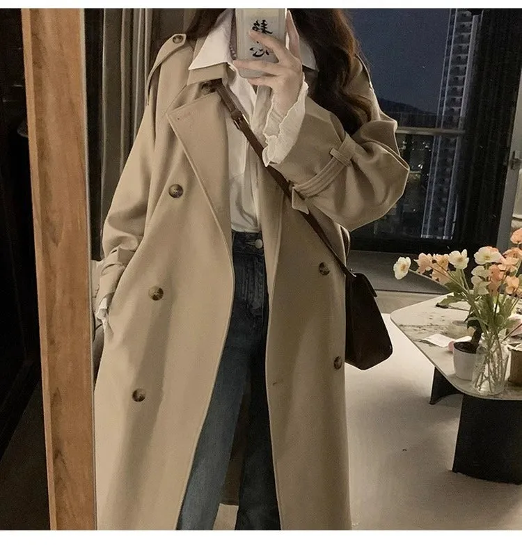 Korean Style Plus Size Ladies Slim Looking Lightly Mature Mid-Length Coat