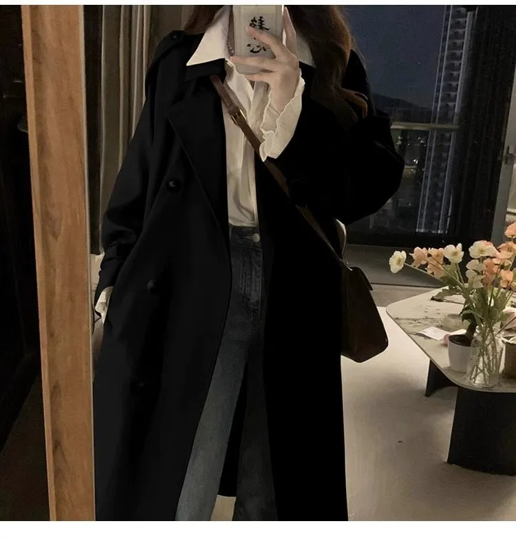 Korean Style Plus Size Ladies Slim Looking Lightly Mature Mid-Length Coat