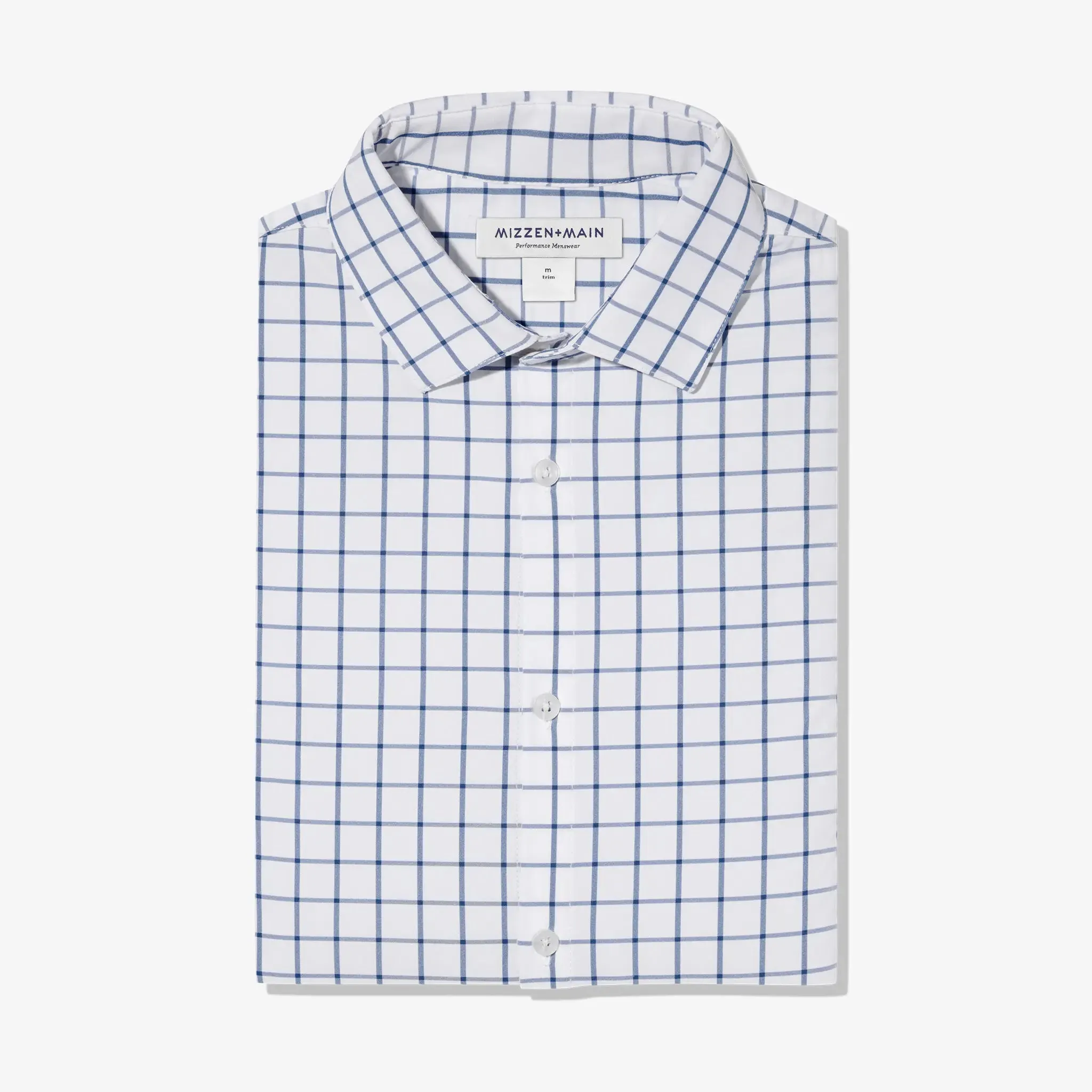 Leeward Long Sleeve Dress Shirt - White Navy Windowpane