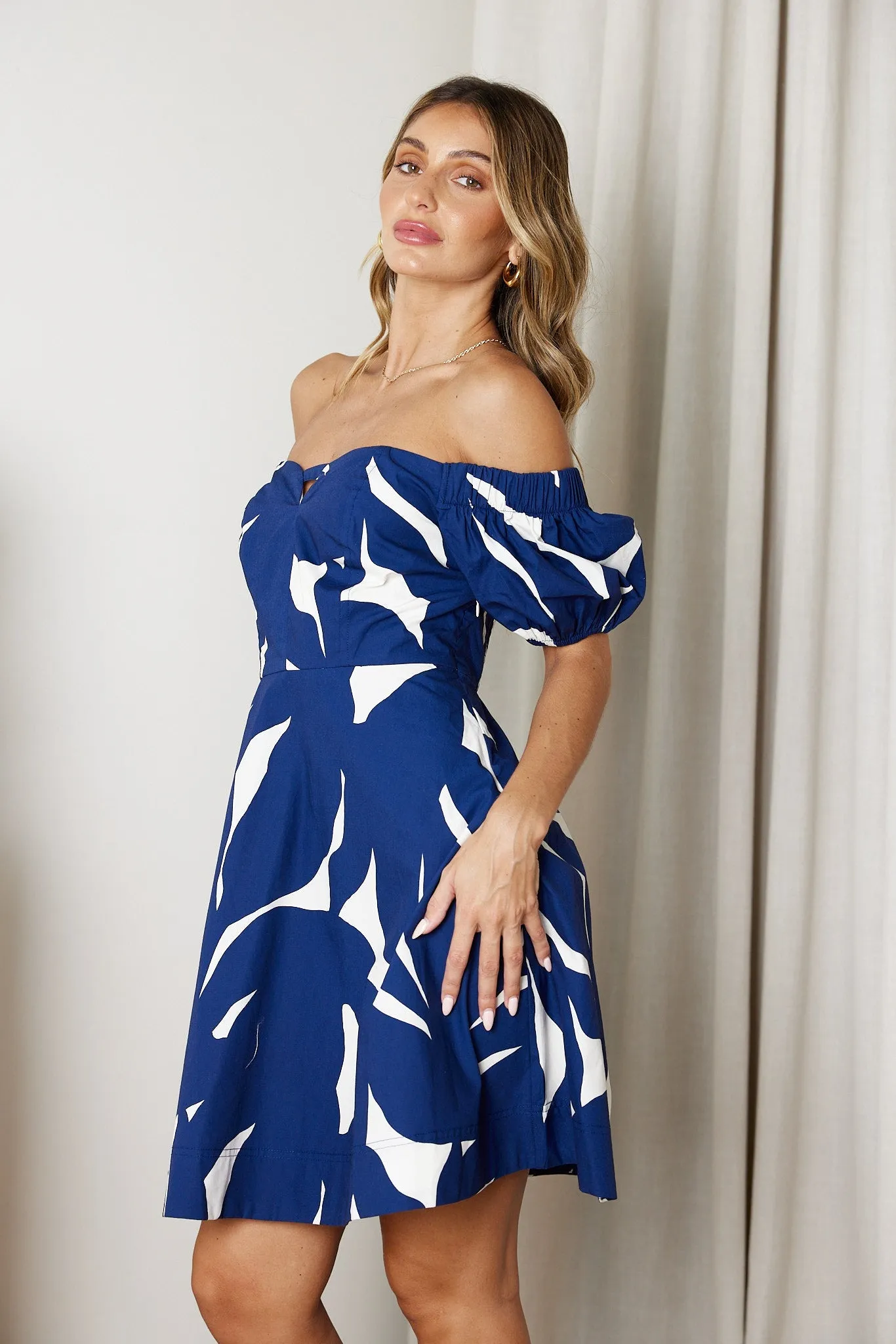 Nalissa Dress - Leafy Navy