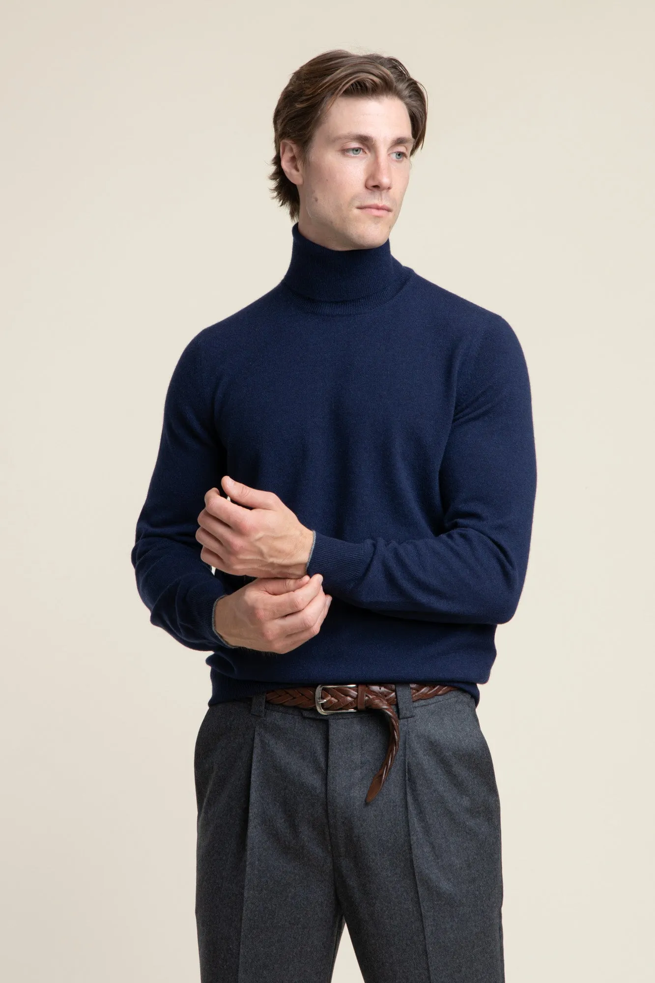 Navy Cashmere Rollneck