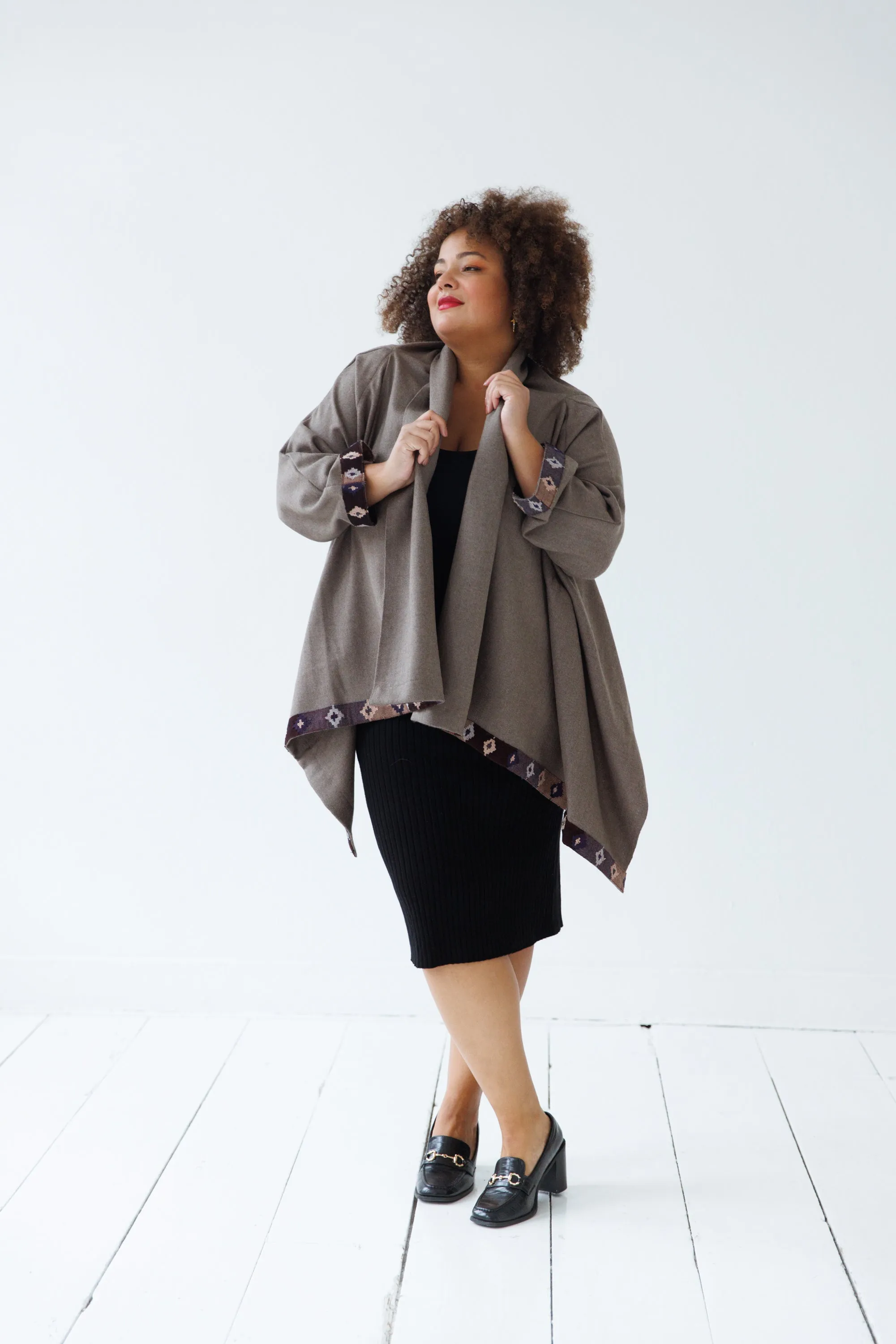 NEW! Wool Cape Coat Cocoon Taupe