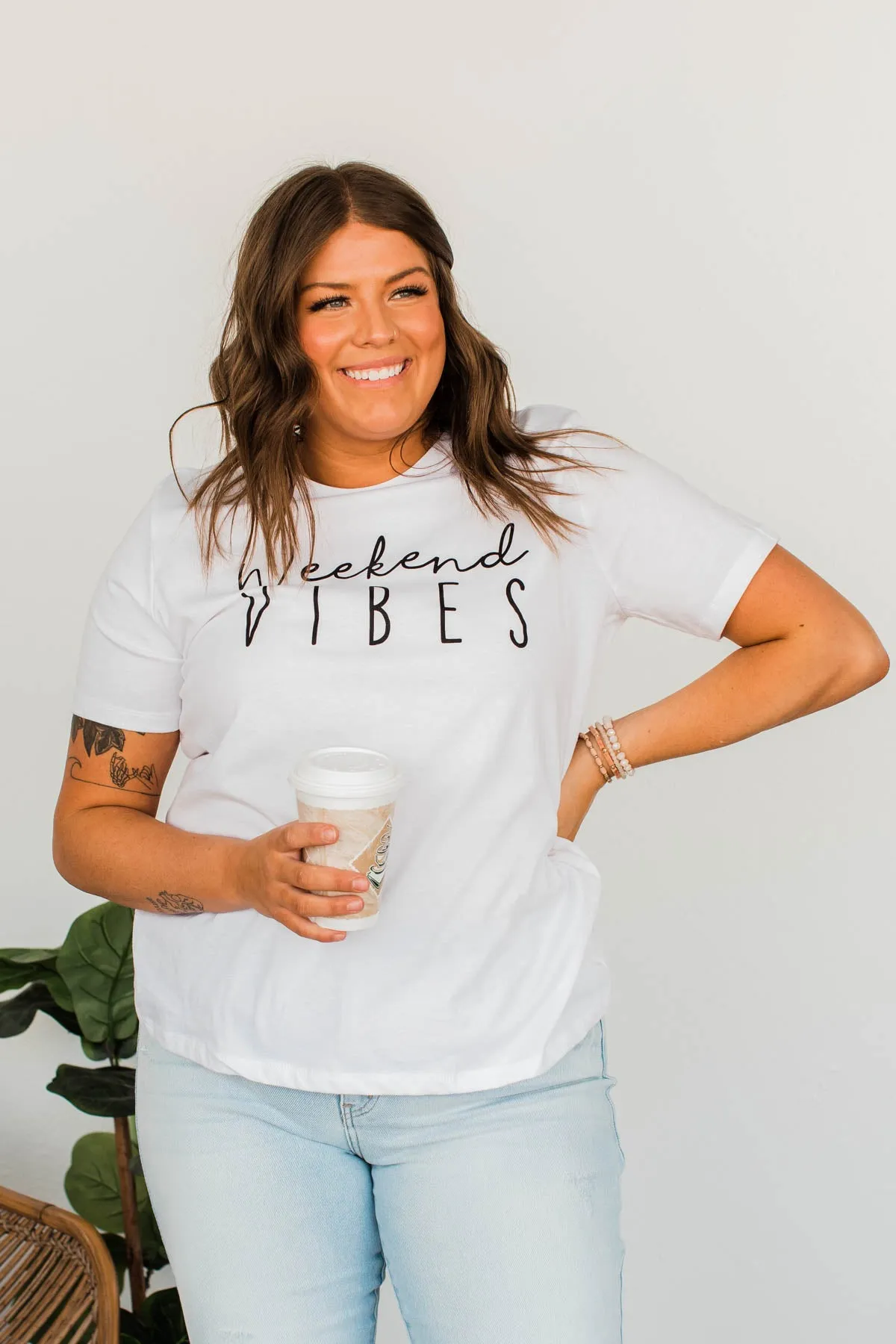 "Weekend Vibes" Graphic Tee- Ivory