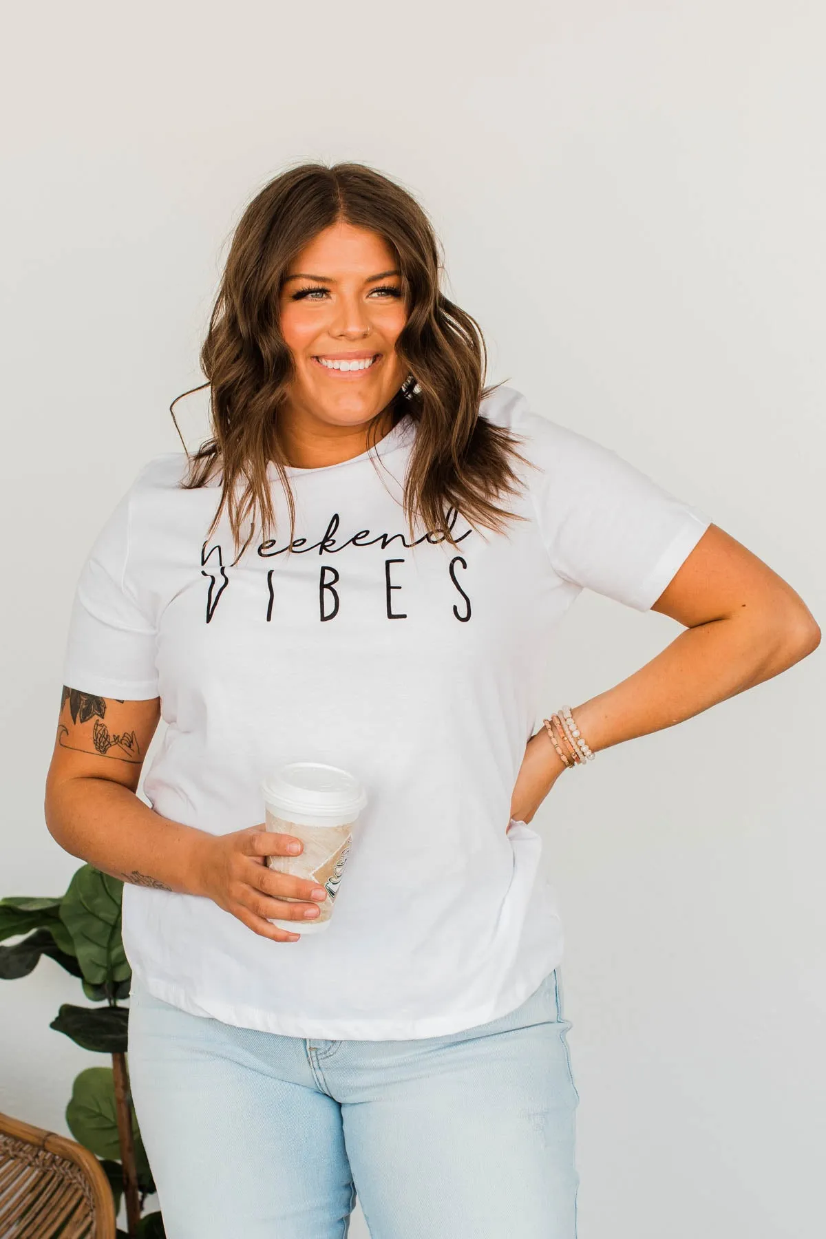 "Weekend Vibes" Graphic Tee- Ivory