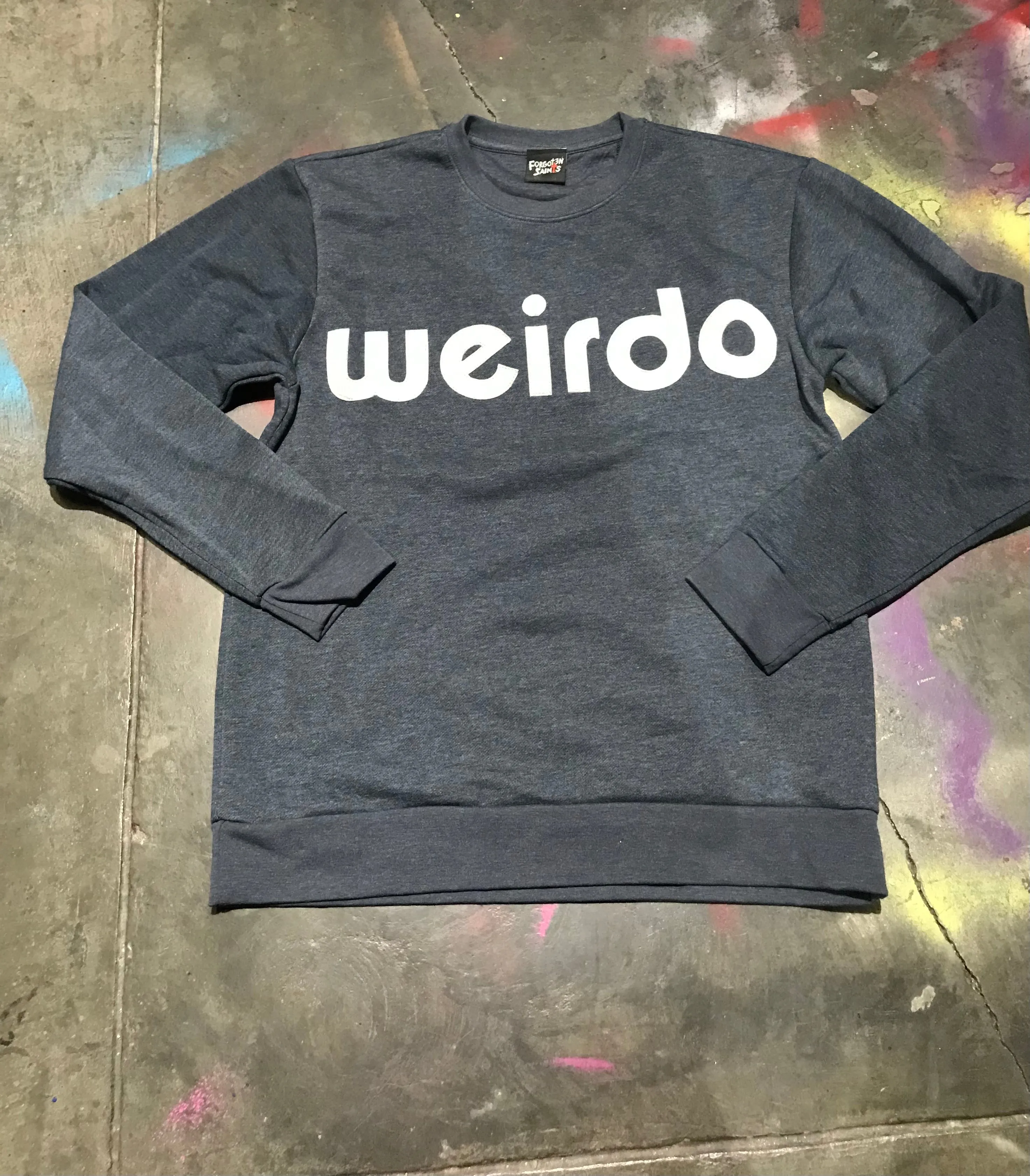 "Weirdo" Sweatshirt with felt lettering