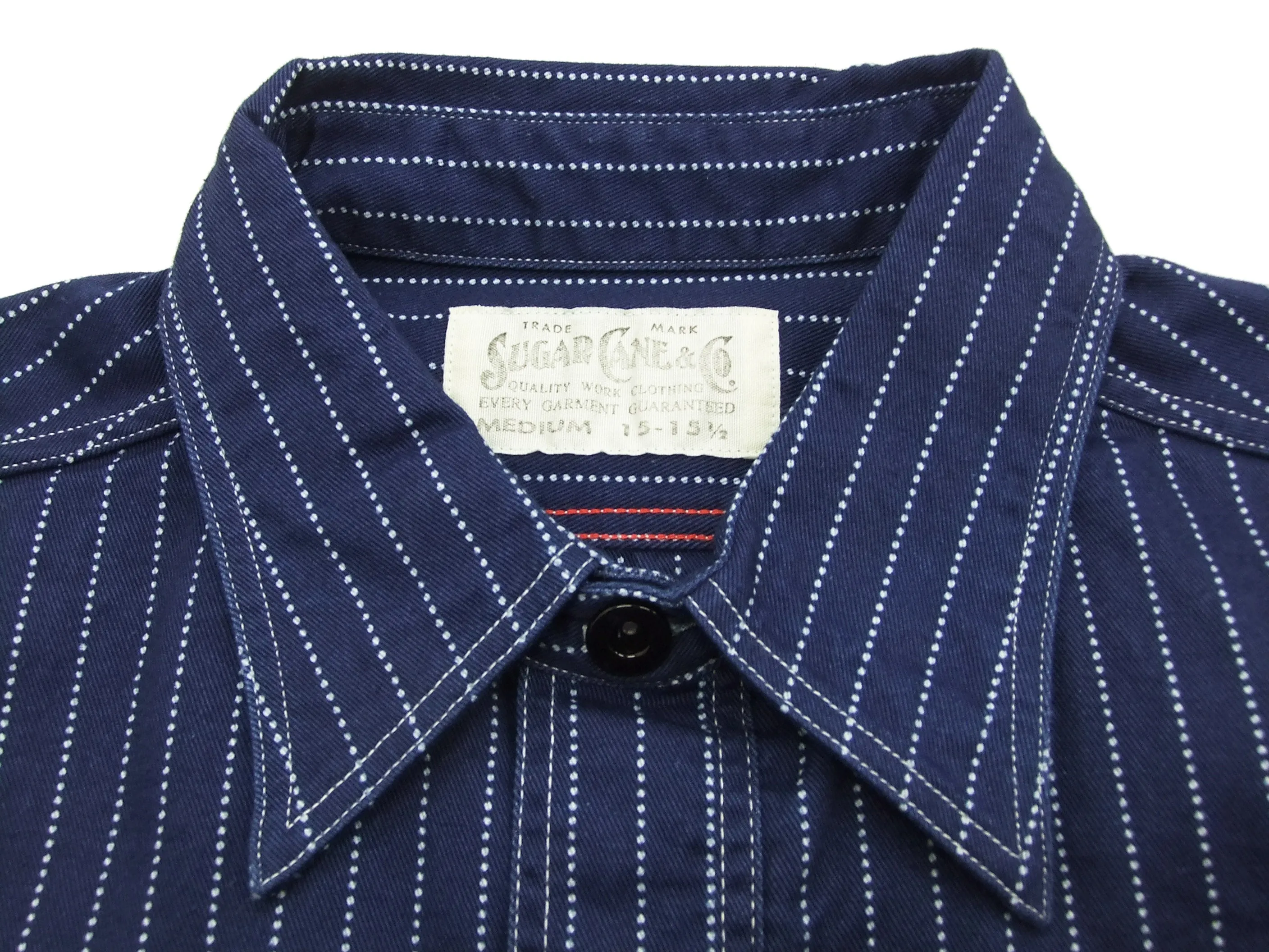 Sugar Cane Men's Indigo Wabash Stripe Work Shirt Long Sleeve Button Up Shirt SC25551A