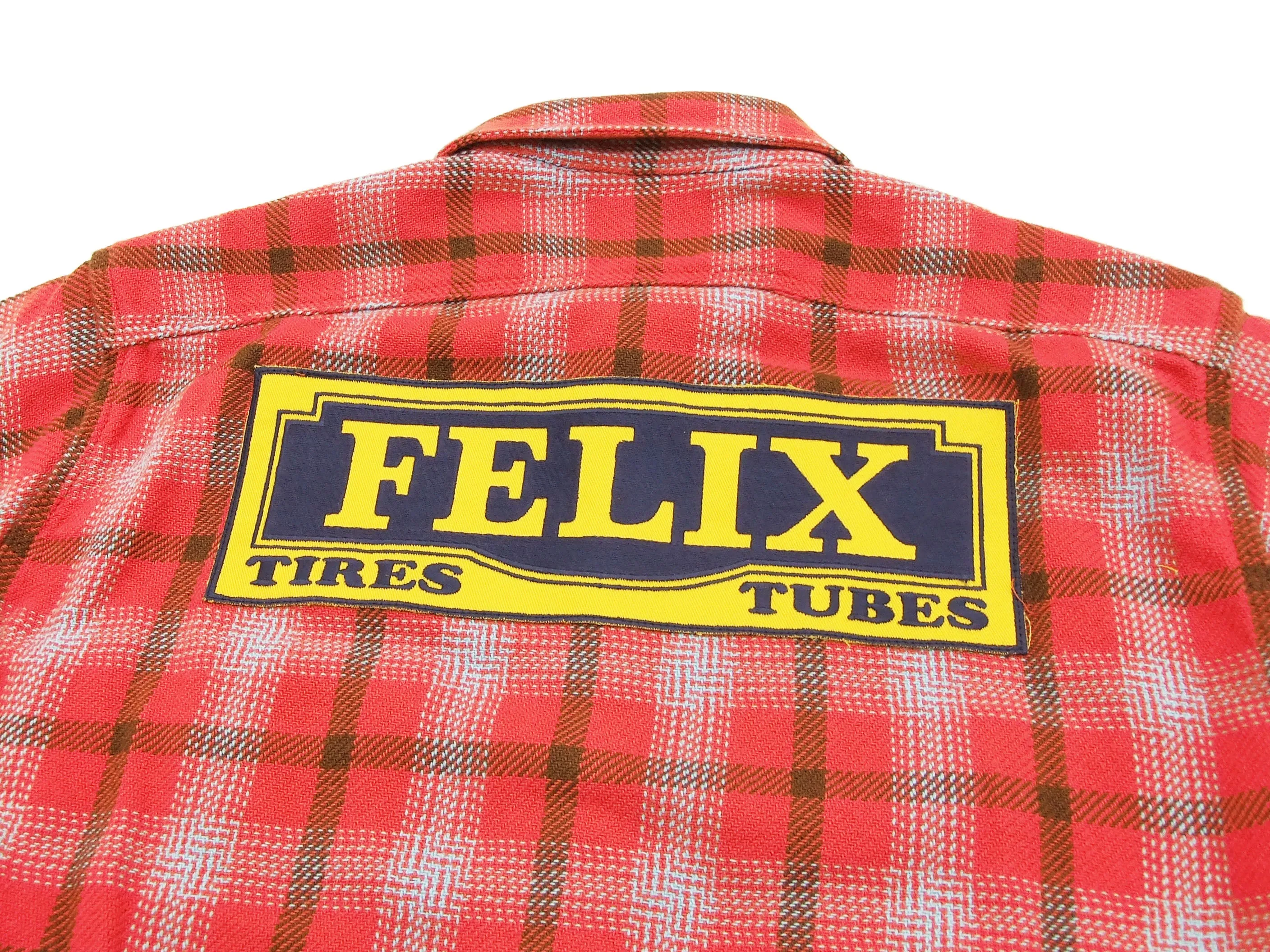 TOYS McCOY Checked Work Shirt TMC1612 Felix the Cat Men's Long Sleeve Button Up Shirt Red