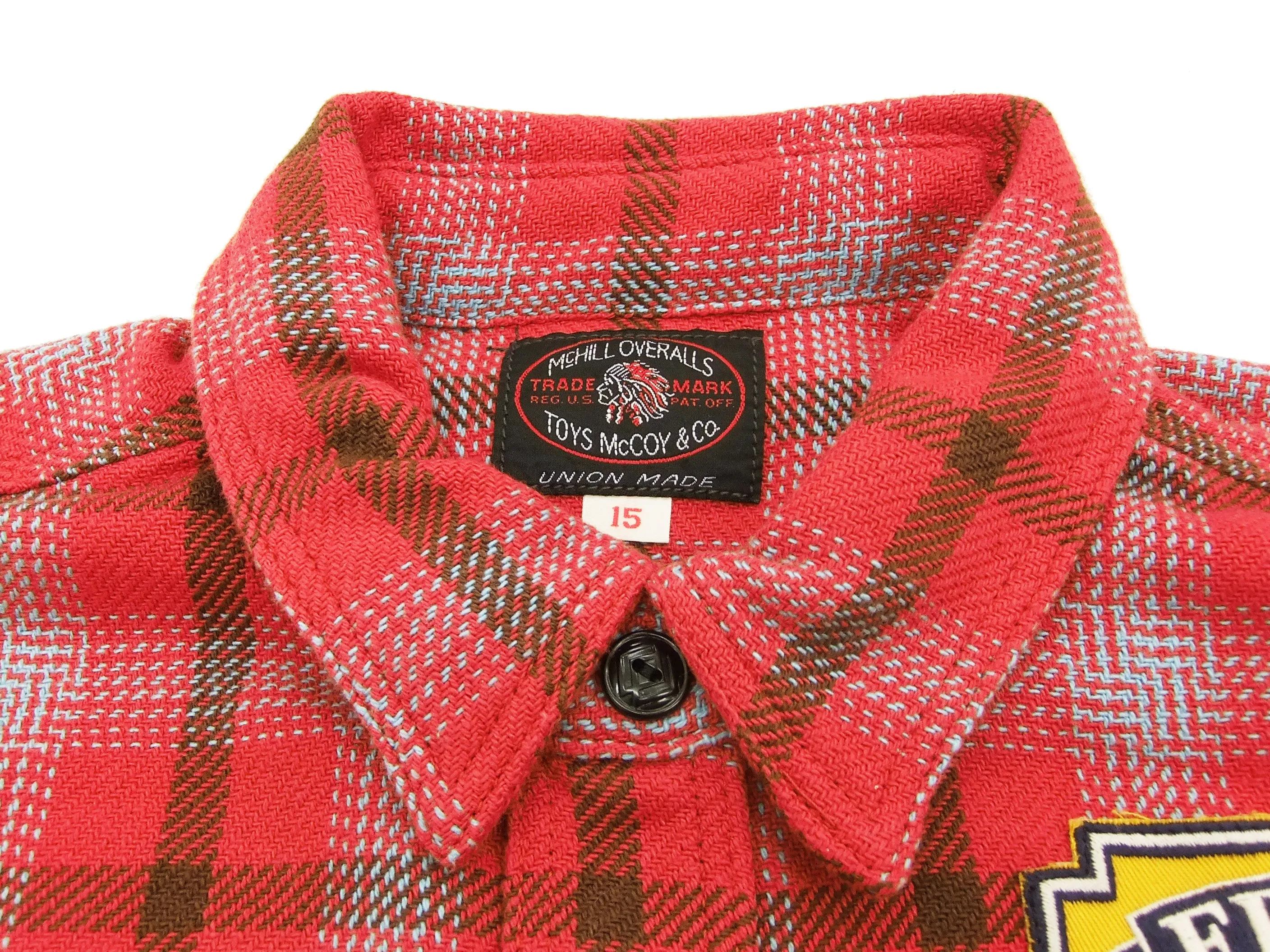 TOYS McCOY Checked Work Shirt TMC1612 Felix the Cat Men's Long Sleeve Button Up Shirt Red