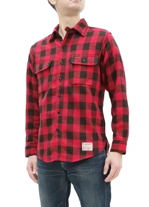 TOYS McCOY Steve McQueen Shirt Men's Buffalo Plaid Long Sleeve Button Up Shirt TMS2207 Red/Black