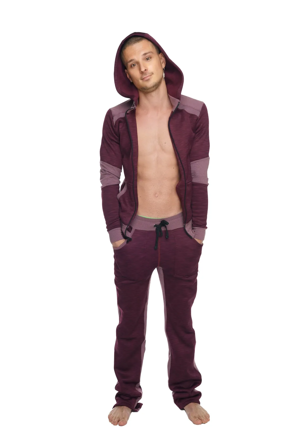 **Winter Collection** HEAVY-Weight LUXURY-Fleece Form-fit Crossover Yoga Track Performance Hoodie (Plum Purple)