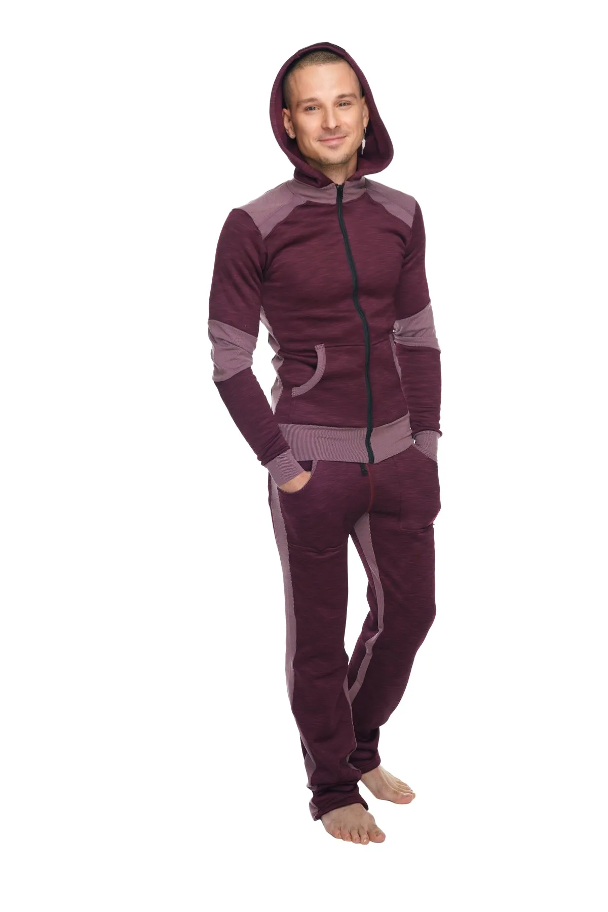 **Winter Collection** HEAVY-Weight LUXURY-Fleece Form-fit Crossover Yoga Track Performance Hoodie (Plum Purple)