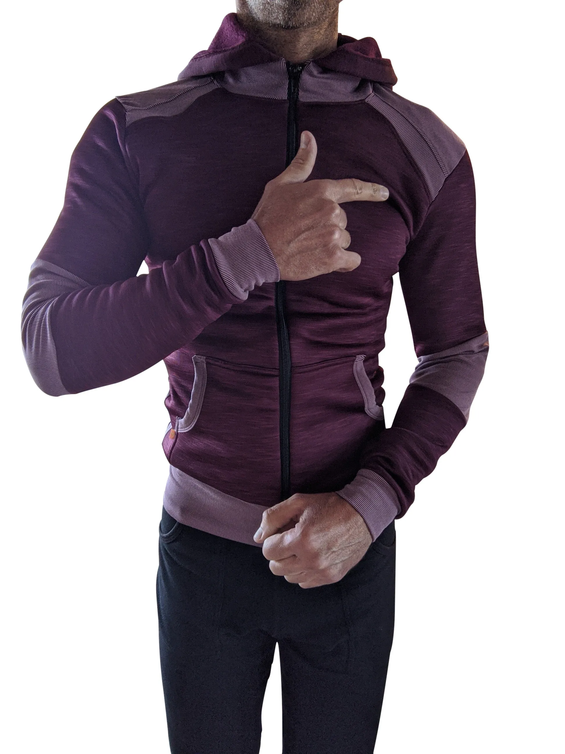 **Winter Collection** HEAVY-Weight LUXURY-Fleece Form-fit Crossover Yoga Track Performance Hoodie (Plum Purple)