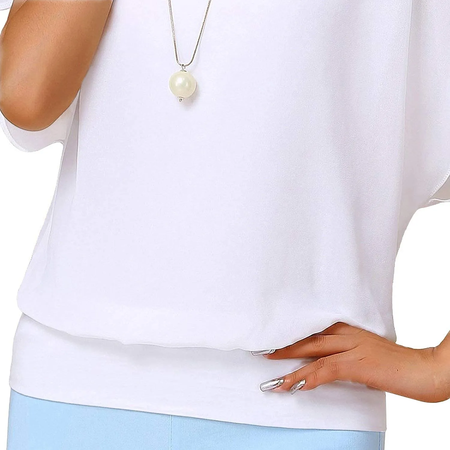 Women's Loose Casual Short Sleeve Chiffon Top T-Shirt Blouse