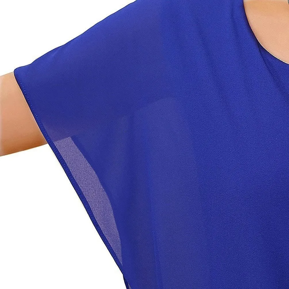 Women's Loose Casual Short Sleeve Chiffon Top T-Shirt Blouse